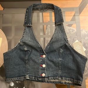 Fitted Denim Haltertop